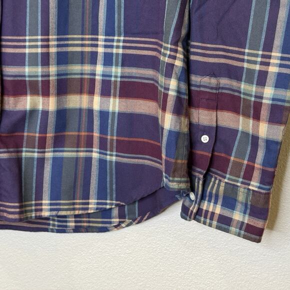 Lauren Ralph Lauren Button Down Top Womens Sz XL Purple Plaid Long Sleeve Cotton - Picture 3 of 6